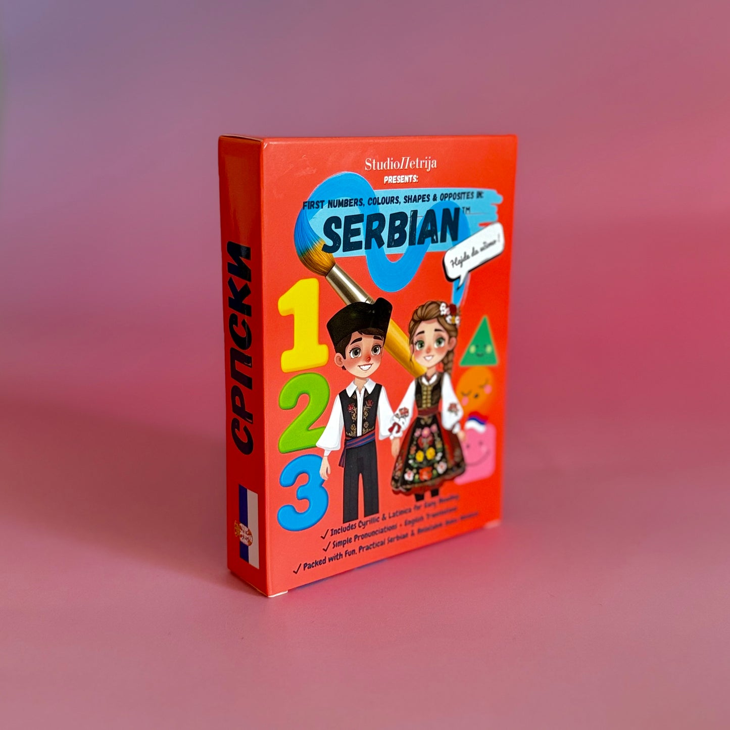 First Words in Serbian™- Numbers, Colours, Shapes & Opposites Flashcards