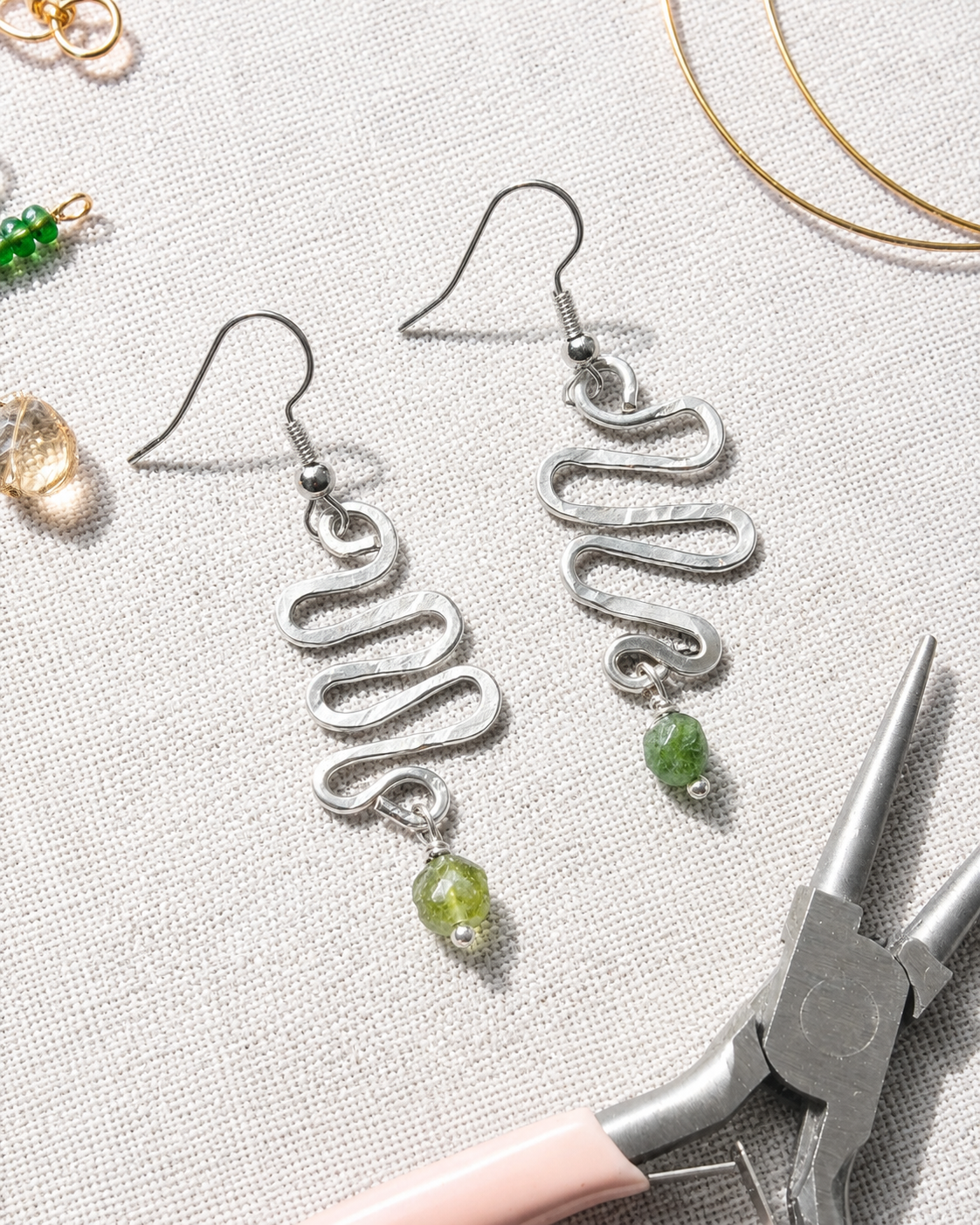 Forest River Drop Silver Earring By Ljubenka & Stone