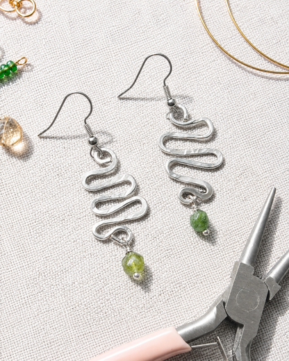 Forest River Drop Silver Earring By Ljubenka & Stone