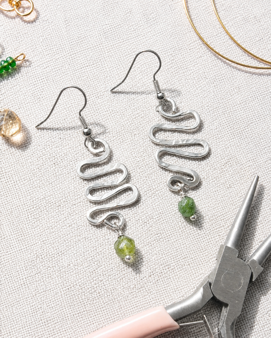 Forest River Drop Silver Earring By Ljubenka & Stone