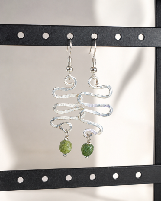 Forest River Drop Silver Earring By Ljubenka & Stone