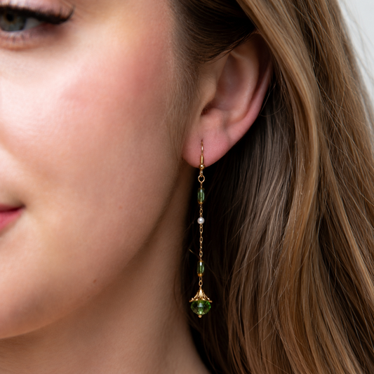 Emerald Vow Long Drop Earring By Ljubenka & Stone
