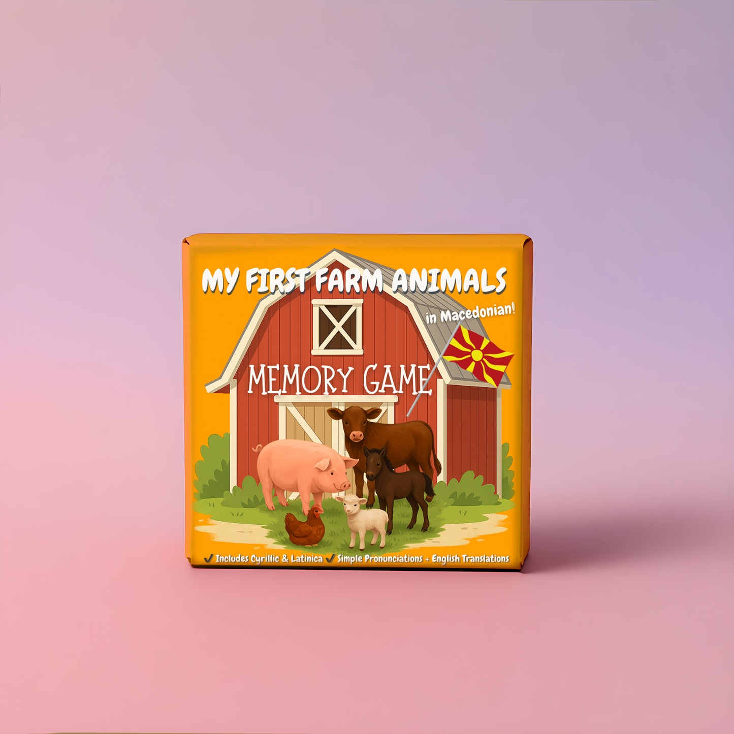 PRE-ORDER My First Farm Animals in Macedonian ™ | Memory & Snap Game
