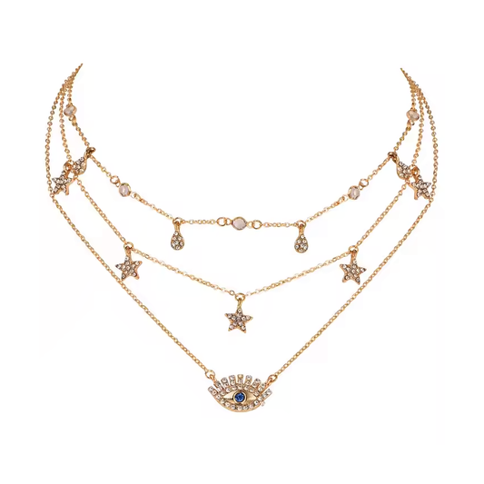 Nina: 18K Gold-Plated Eye & Star Layered Necklace