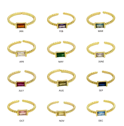 Nada | Birthstone Collection Gold & Zircon Stacking Rings