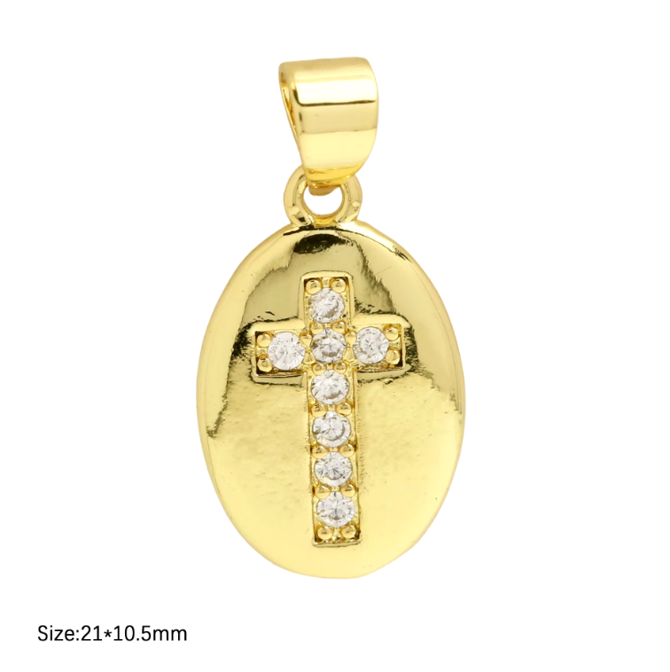 Iva | 14K Gold-Plated Cross Pendant & Figaro Chain
