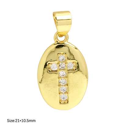 Iva | 14K Gold-Plated Cross Pendant & Figaro Chain