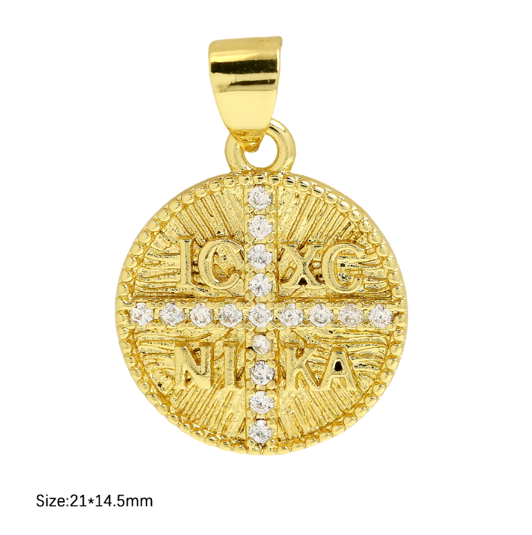 Nikola | 14K Gold-Plated Pendant & Figaro Chain
