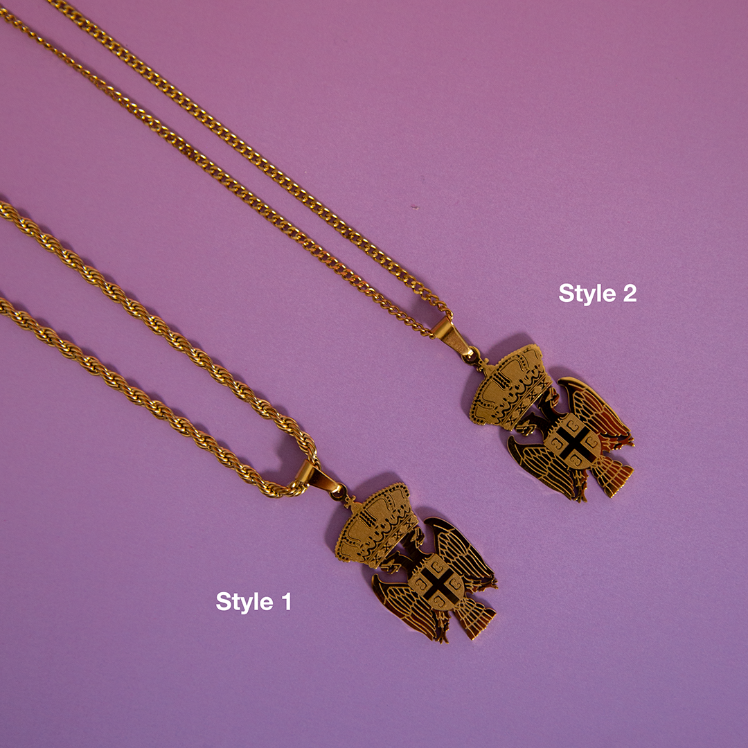 Srpska Kruna Double Headed Eagle Necklace